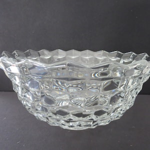 Large Fostoria American Clear Punch Bowl, 14&quot; Diameter Cubist Crystal Punch Bowl, 1915-1982