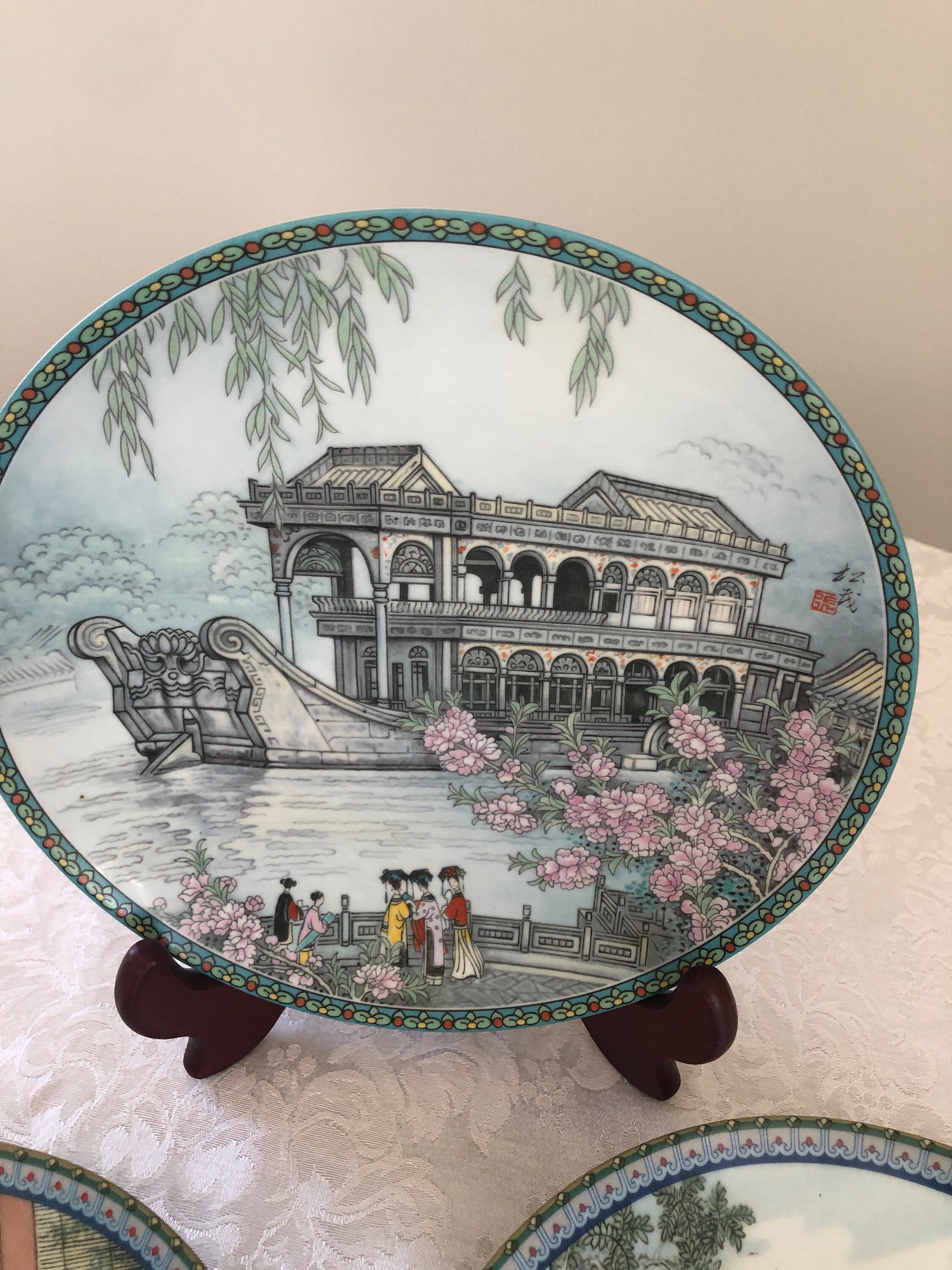 Three (3) Imperial Jingdezhen Porcelain Beauties of the Red Mansion Plates, 8 1/2"