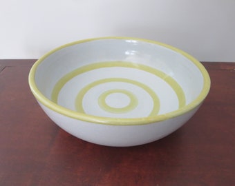 ON SALE!  Carbone Country Fare Yellow Band Serving Bowl, Heavy Stoneware Bowl, John B Taylor, Zanesville Pottery, Louisville Pottery, RARE