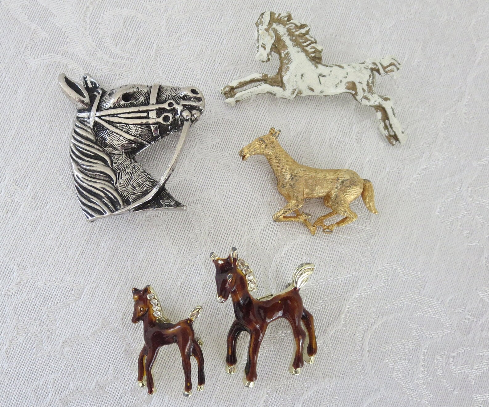 Vintage Set of Five 5 Horse Pins Straight Pin Jewelry Etsy