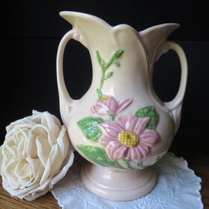 ON SALE! Vintage Hull H-9-8 1/2, Large Hull Magnolia Vase Glossy, Pink Flowers, 1947-1948, USA Art Pottery bild 1
