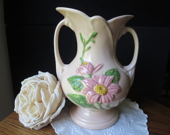 ON SALE! Vintage Hull H-9-8 1/2, Large Hull Magnolia Vase Glossy, Pink Flowers, 1947-1948, USA Art Pottery