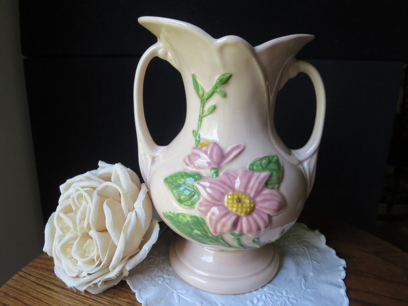 ON SALE! Vintage Hull H-9-8 1/2, Large Hull Magnolia Vase Glossy, Pink Flowers, 1947-1948, USA Art Pottery bild 1
