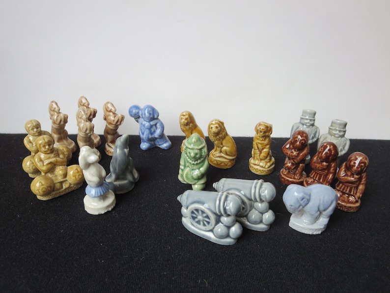 13 of 15 circus design Red Rose Tea Statues Vintage Wade Whimsie Figurines ON SALE Made in England 20 Figurines Included