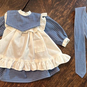 American Girl Samantha PLAY DRESS & PINAFORE with Matching Hairbow, Tagged 1989 Pleasant Company