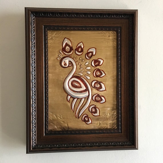 Peacock Design Embossed Metal Art Metal Wall Art Peacock Etsy