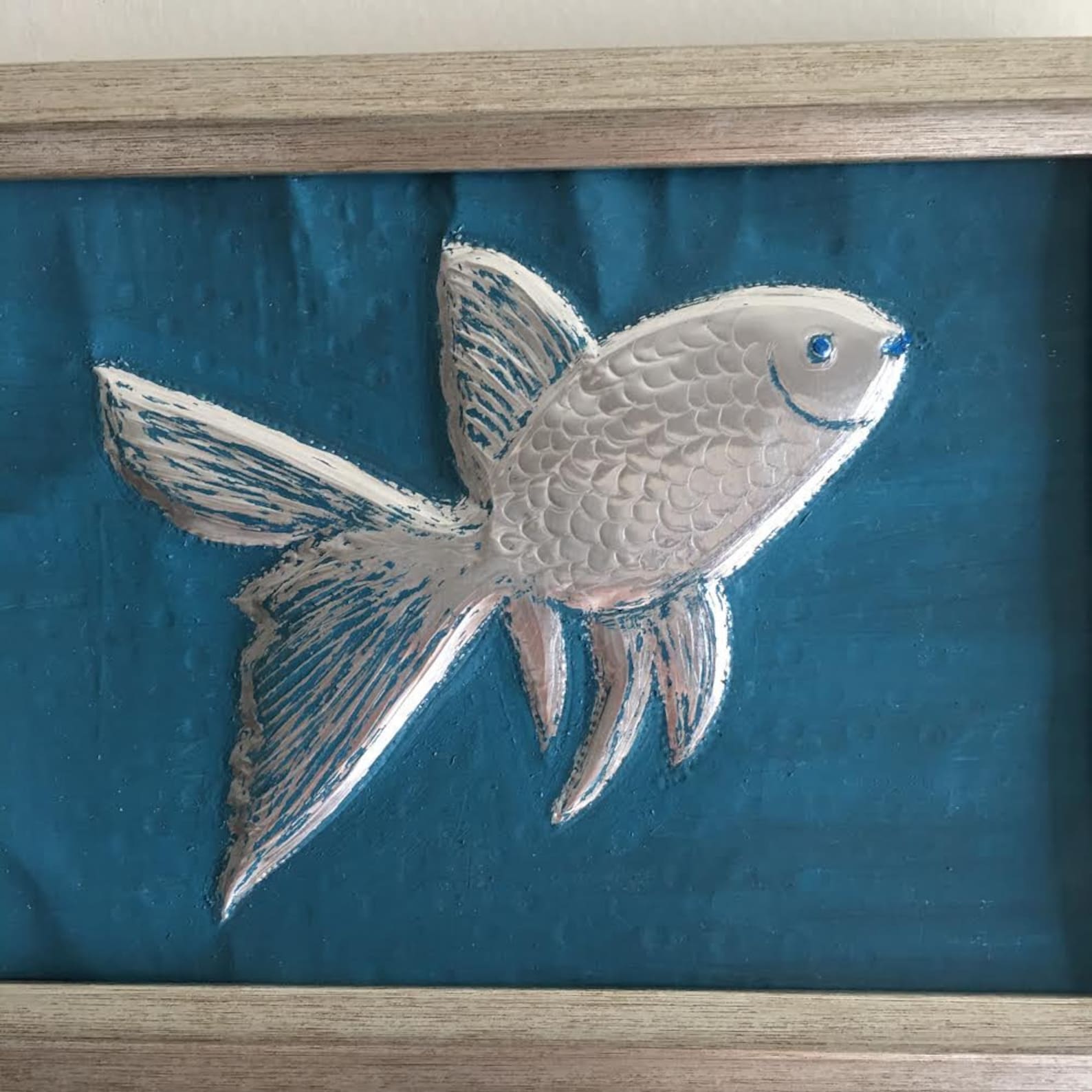 Goldfish Metal Wall Decor Embossed Metal Art 5 X Etsy