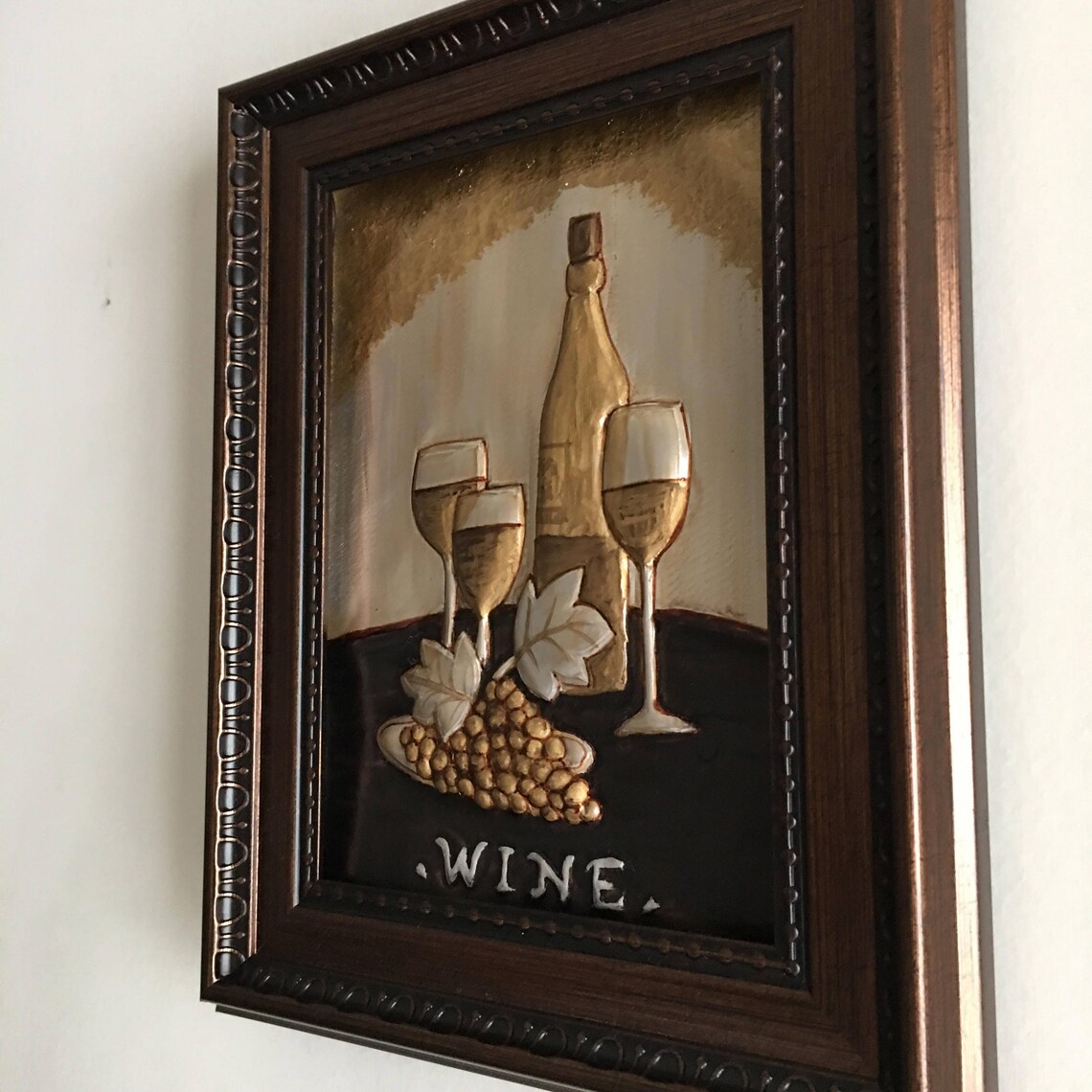 Wine Art Metal Wall Decor Embossed Metal Art 7 X Etsy