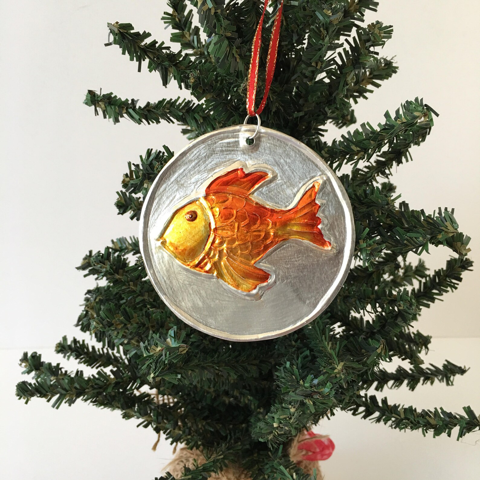 Goldfish Ornament, Christmas Ornament, Fish Ornament, Double-sided ... - Hard-Medinese Ornah Ornament Ideas Goldfish