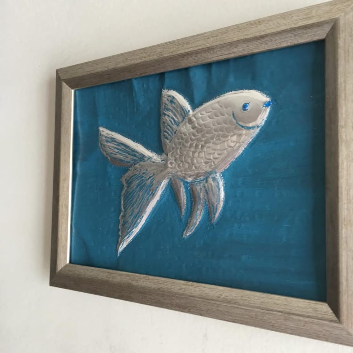 Goldfish Metal Wall Decor Embossed Metal Art 5 X Etsy