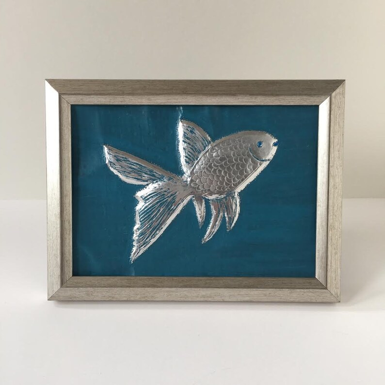 Goldfish Metal Wall Decor Embossed Metal Art 5 X Etsy