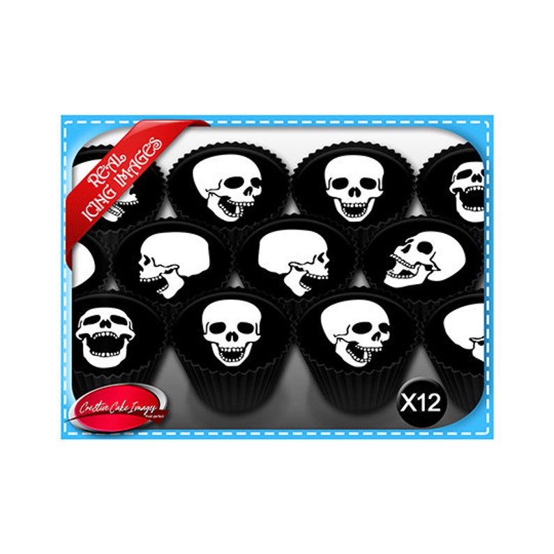 Skulls Edible Icing Image Cupcake Topper Decorations Etsy
