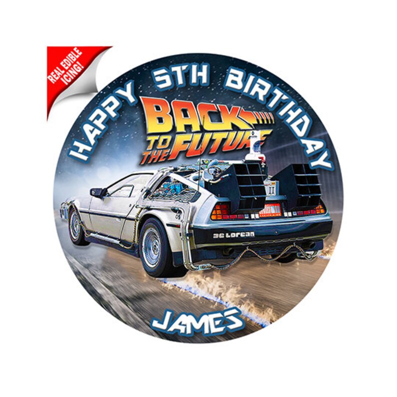 Back To The Future Edible Icing Image Cake Decoration Birthday Etsy