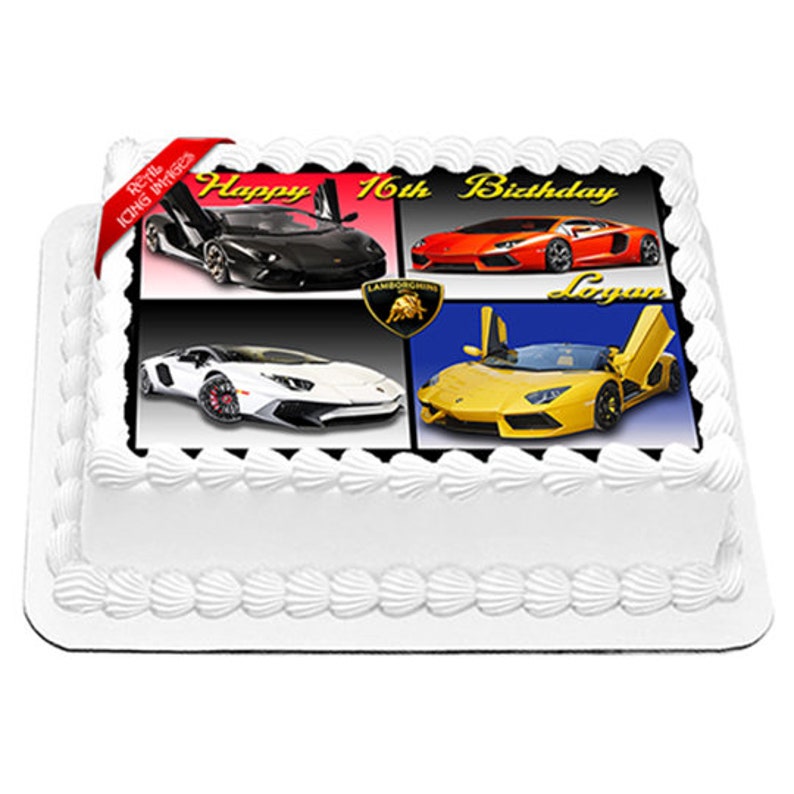 Lamborghini Cake Topper Image Edible Icing Birthday Party | Etsy