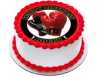 BOXING HAPPY BIRTHDAY CAKE & CUPCAKE TOPPER/DECORATION WAFER PAPER/ICING 