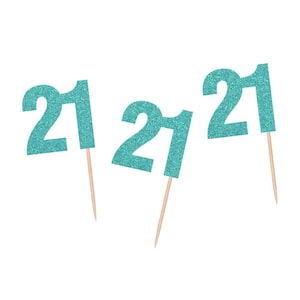 Glitter 21st Birthday Cupcake Toppers - Set of 12