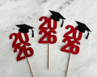 2026 Graduation Cupcake Toppers, Graduation Decor, Graduation Party Supplies, Class of 2026, 2026 Graduation Party