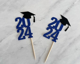 2024 Graduation Cupcake Toppers graduation cupcake topper 2024 grad party college high school party decoration class of 2024 (12 per order)