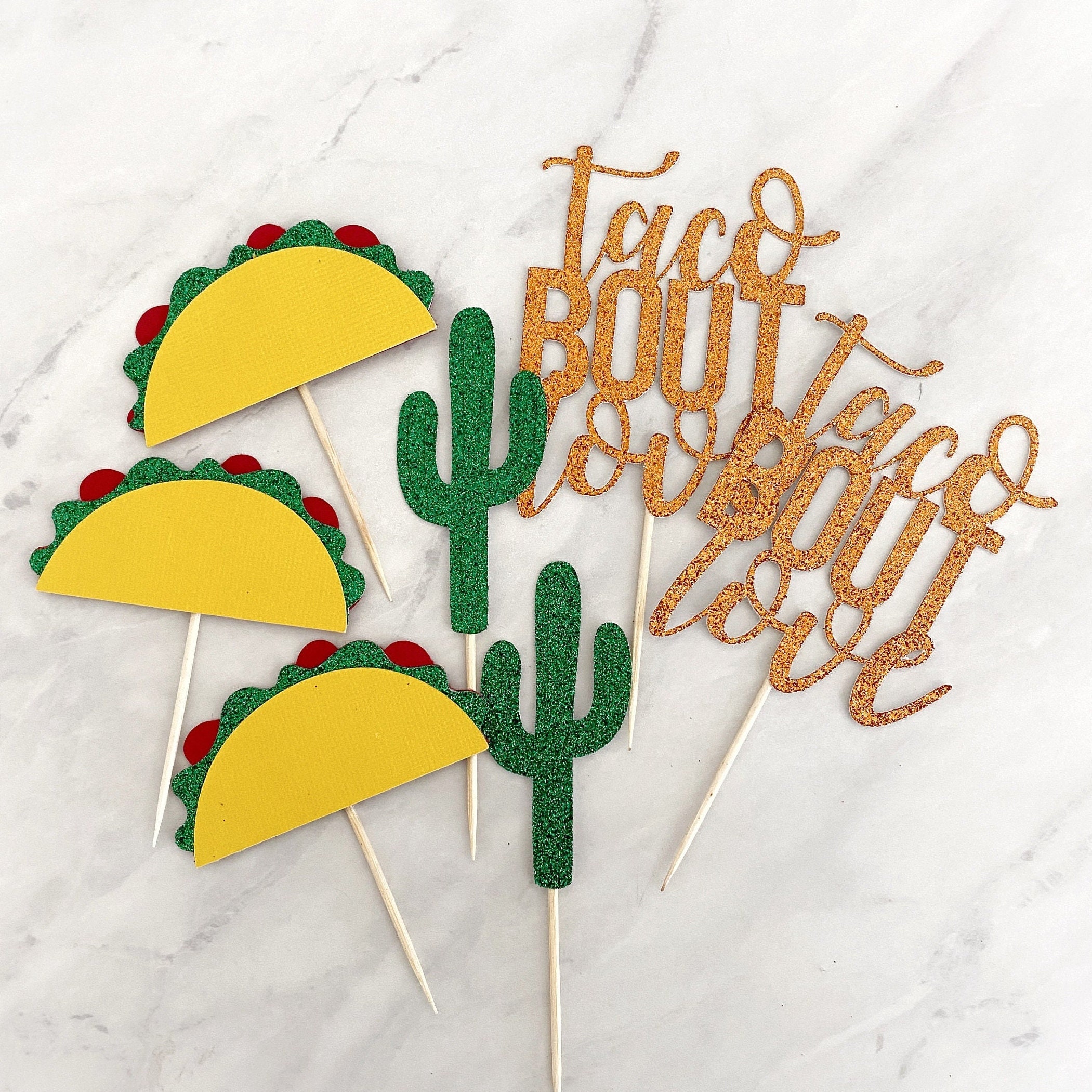 Taco Cupcake Toppers Cactus Cupcake Toppers Taco Bout Love Etsy