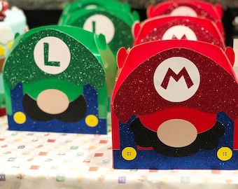 Set of 6 Super Mario Bros Favor Box, Luigi Favor Box, Super Mario Treat ...