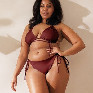 Cherry Red Bikini: Retro Red String Bikini Set, Beach Two Piece Set, Size Inclusive Beachwear