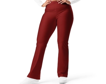 LEGGINGS ROSSO ciliegia - Leggings svasati in colore rosso ciliegia - Leggings svasati taglie forti - Leggings a vita alta - Pantaloni lounge - Stile casual