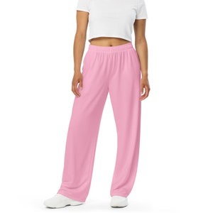PINK PALAZZO PANTS - Womens Wide Leg Pants With Pockets 2XS-6XL - Plus Size Pink Pants - Cozy - Casual Pants - Pajama Bottoms - Pjs - Pastel