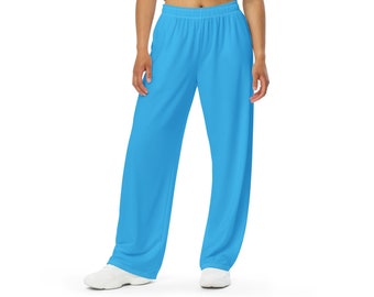 SKY BLUE PANTS - Womens Wide Leg Pants - Casual Pants - Lounge Pants - Palazzo Pants - Plus Size Wide Leg Pants - Mens Wide Pants Up To 6XL