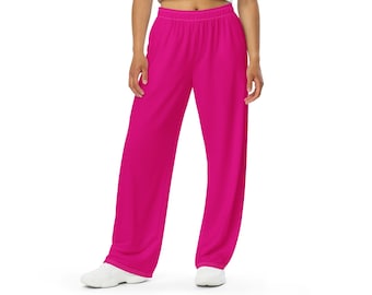 NEON PINK PANTS - Womens Wide Leg Pants With Pockets - Unisex Pants - Wide Pants - Comfortable Pants With Pockets - Palazzo Pants - Lounge