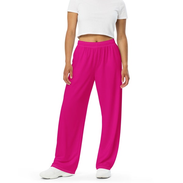 PANTALON ROSE NEON - Pantalon large femme avec poches - Pantalon unisexe - Pantalon large - Pantalon confortable avec poches - Pantalon Palazzo - Lounge