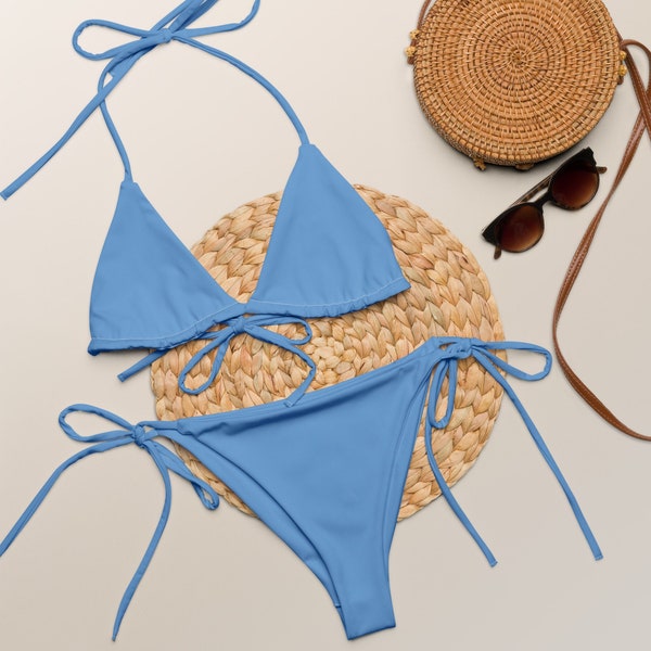 ICE BLUE BIKINI - Ice Blue String Bikini 2XS-6XL - Tie Bikini - Blue Cheeky Bikini Set - Ice Blue Swimwear - Plus Size Bikini - Blue Swim