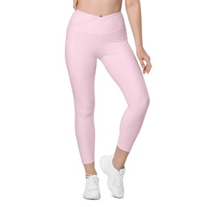 Baby Pink Leggings With White Pockets Etsy