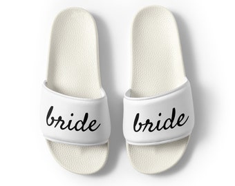 BRIDE SLIDES - Bridal Slides - Bride Mules - Waterproof Slides - Pool Shoes - White Slides - Bachelorette Party - Bridal Pool Party