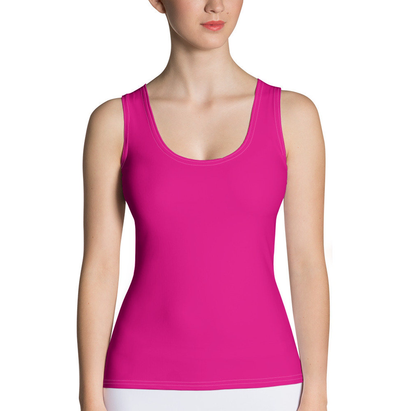 NEON PINK TOP Neon Pink Tight Tank Top Sleeveless Top Etsy