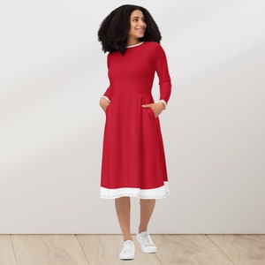 Christmas Dress - Womens Mrs Santa Claus Dress - Red Christmas Dress - Mrs Claus Dress - Christmas Parade - Festival - Costume Mrs Claus