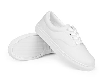 WOMEN WHITE SHOES - Womens White Tie Shoes - White Canvas Tie Shoes - Bridal Sneakers - Casual White Flats - Casual Wedding Shoes - Plain