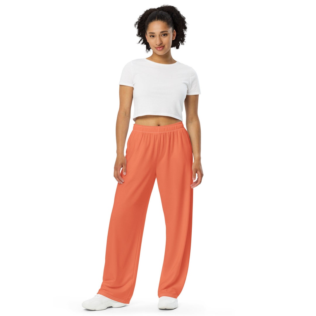 APRICOT PANTS Unisex Coral Pants With Pockets Peach Wide - Etsy