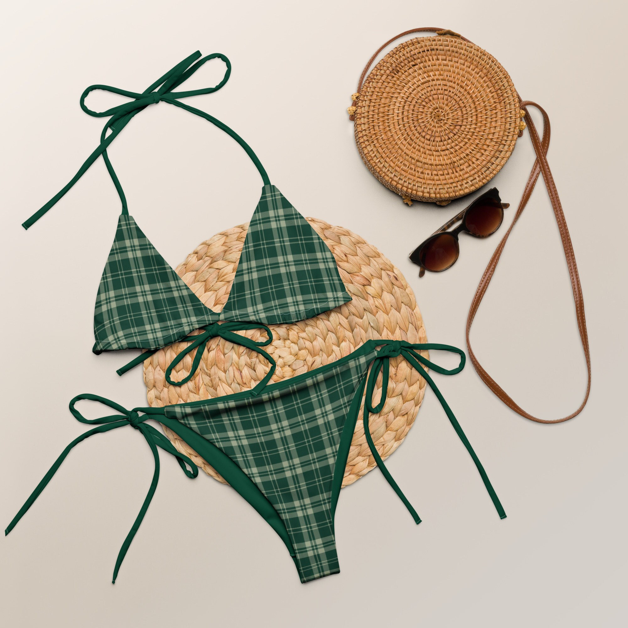 Shop Checked In Triangle Bikini Top | Jaded London | Clothing