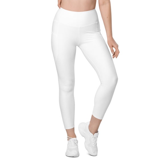 WHITE LEGGINGS White Tights White Pocket Leggings Leggins XS-6XL High  Waisted Leggings Semi Compression Leggings Wedding Legging 