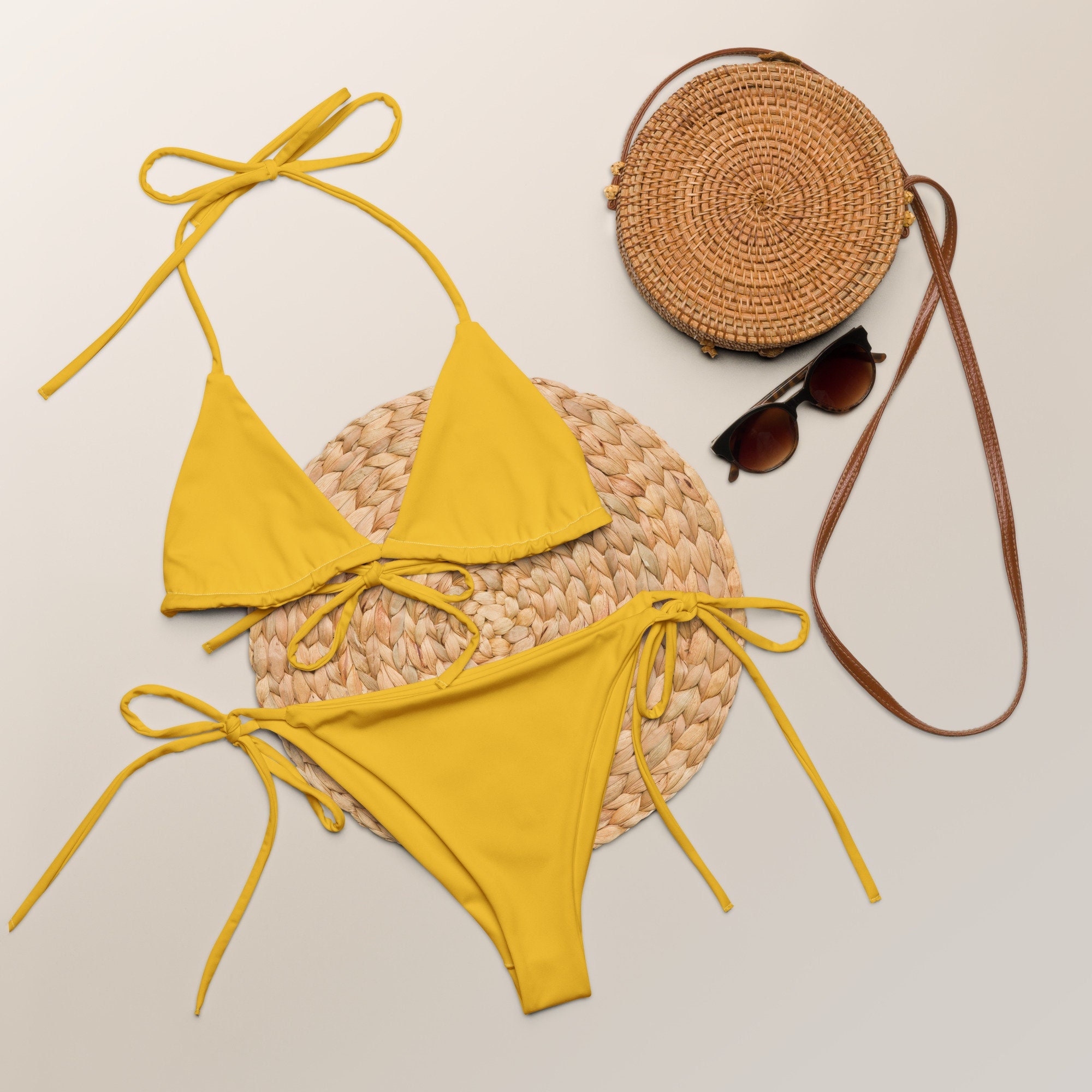 ★LOOPLOOP★ String Bikini Bottom Granny Sunflower Yellow 50 Yellow String Bikini - Sunflower Yellow Triangle Bikini Set