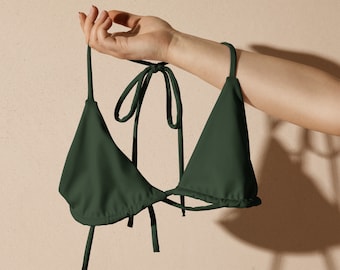 Myrtle Green Bikini Top Triangle Bikini Top Lined String Bikini Top Layered Bikini Bra Dark Green Separate Bikini Top Separates Etsy UK