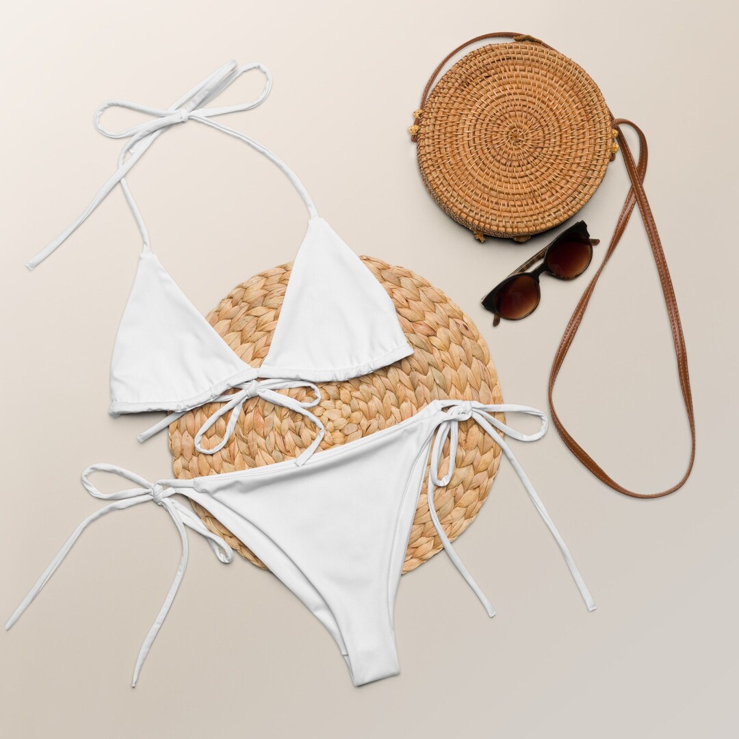 White String Bikini - White Tie Bikini Set - Plus Size