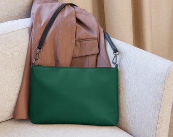 GREEN CROSSBODY BAG - British Racing Green Cross Body Bag - Green Shoulder Bag - Everyday Bag - Envelope Bag - Versatile Faux Leather Bag