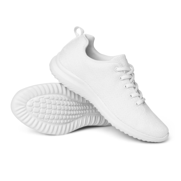 WOMEN WHITE SNEAKER - Plain White Athletic Shoes - White Mesh Sneakers - White Breathable Trainers - Tennis Shoes - No Branding Sneakers