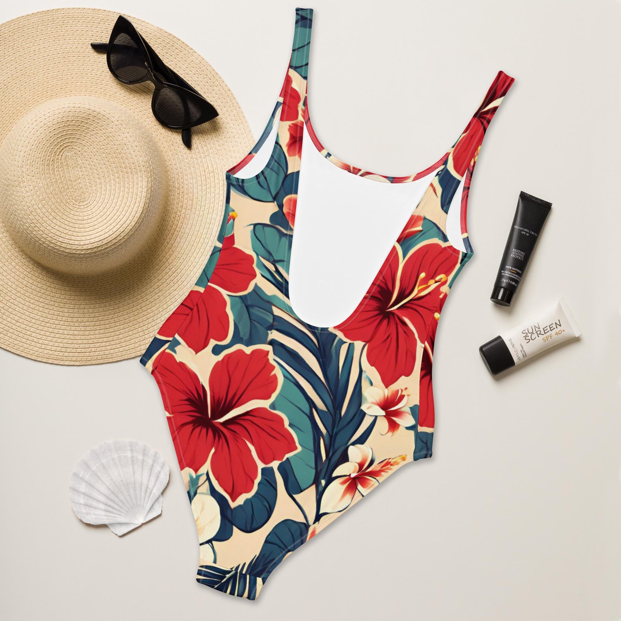 ワンピース 70s vintage Hawaiian one-piece Tropical Hibiscus Swimsuit: Retro Hawaiian Floral One-piece - Etsy
