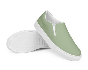 WOMENS SAGE GREEN Slipons - Sage Green Slip On Shoes - Canvas Slip-ons - Comfy Flats - Green Loafers - Casual Shoes - Sage Sneakers - Green