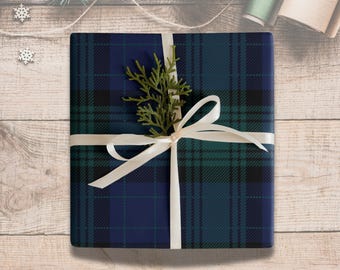 Black Watch Plaid Wrapping Paper: Matte Gift Wrap, 3-Piece Set