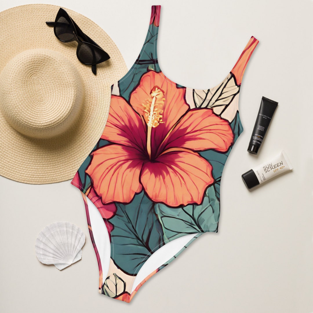 HIBISCUS SWIMSUIT Hawaiian Swimwear Hawaii Swimsuit Vintage Floral
