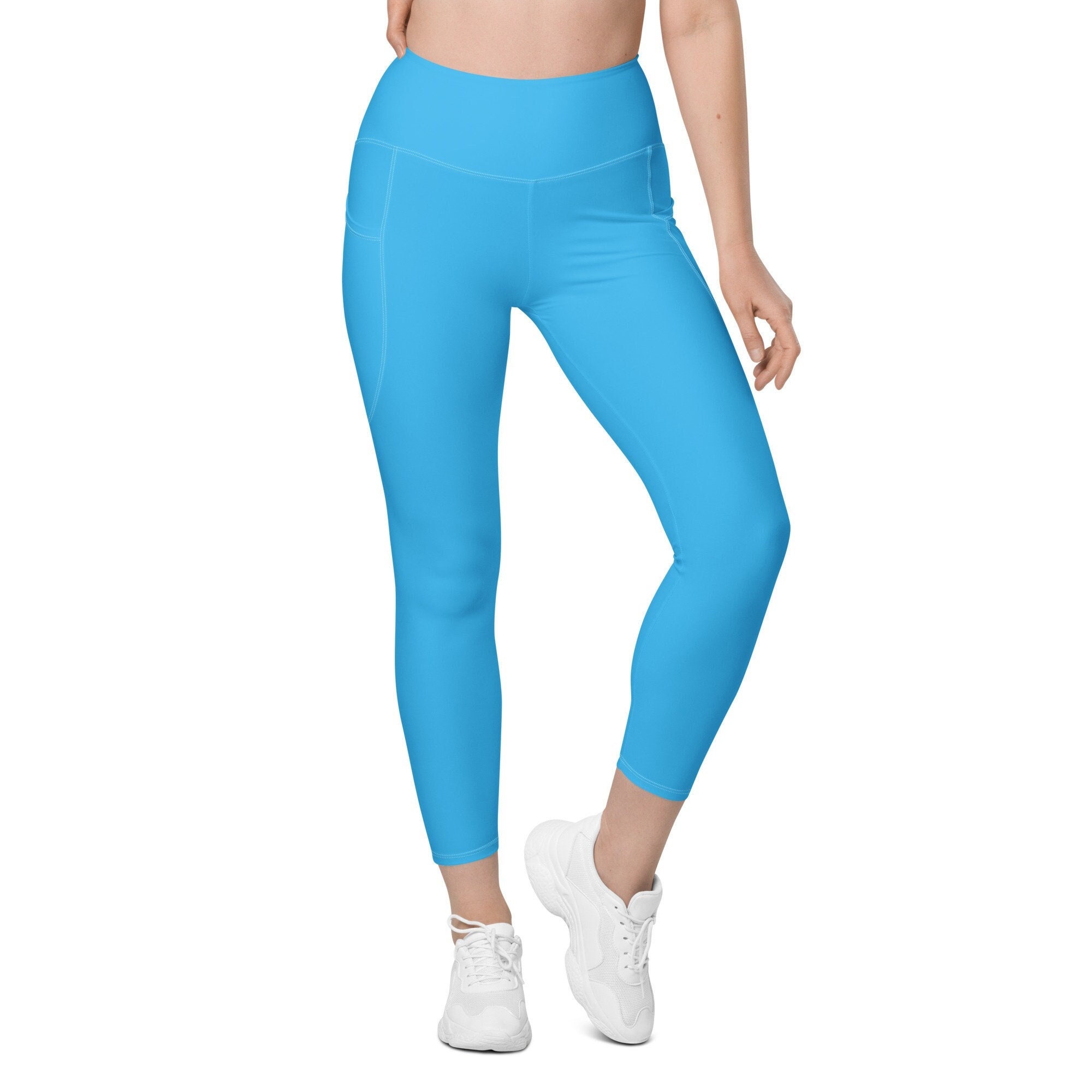 Sky Blue Yoga Leggings, Turquoise Yoga Shorts or Capri Yoga Pants, Bike  Shorts and Workout Leggings for Women, Many Sizes 