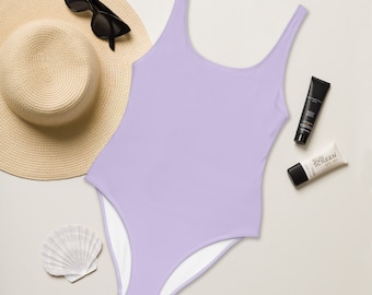 Maiô roxo claro: traje de banho clássico pastel (tamanho grande)